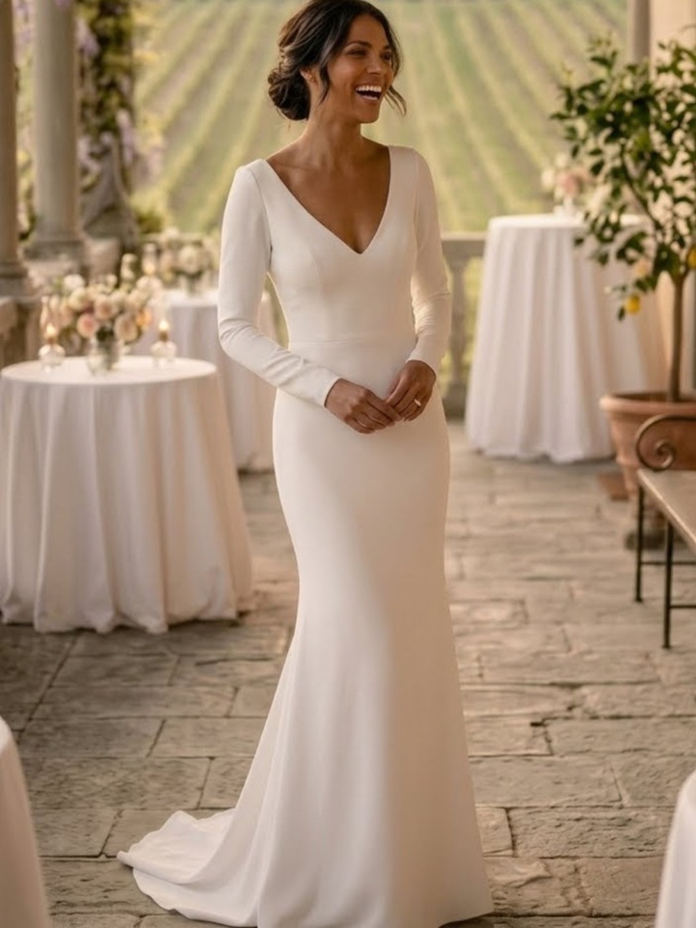 New Lulus Feeling of Forever Elegant White Long-Sleeve V-Neck Dress Sz XS
